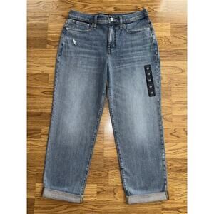 J Crew Relaxed Boyfriend Jeans Women’s Waist Size 28 Distressed Cuffed Stretch